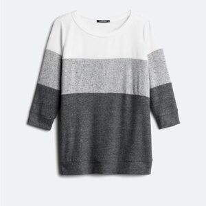 Jessica Colorblock Brushed Knot Top White and Gray